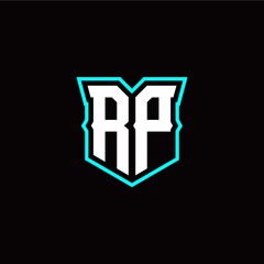 R P initial letter design with modern shield style