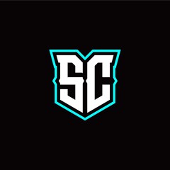 S C initial letter design with modern shield style
