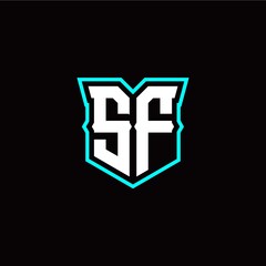 S F initial letter design with modern shield style