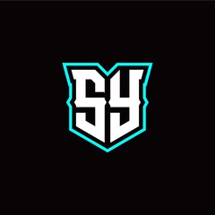 S Y initial letter design with modern shield style