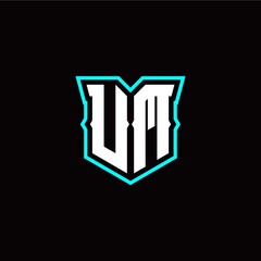 U M initial letter design with modern shield style