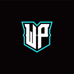W P initial letter design with modern shield style