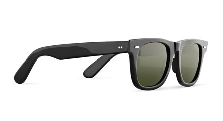 Black plastic sunglasses isolated on white background
