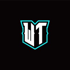 W T initial letter design with modern shield style