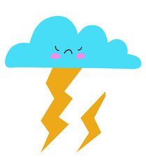 Evil cloud. Flat design. Cartoon style.