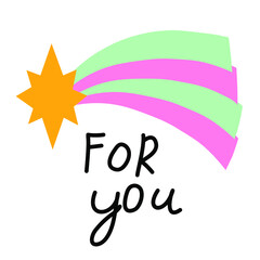 Fototapeta na wymiar Cute card. Merry rainbow. Flat design. Cartoon style.