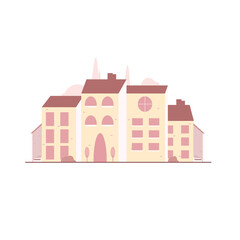 cute town houses vector flat illustration