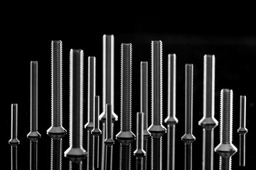 City skyline constructed from nuts and bolts and screws