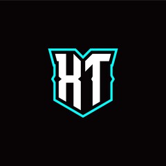 X T initial letter design with modern shield style