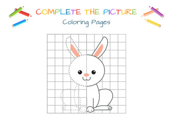 Funny little hare. Copy the picture. Coloring book. Educational game for children.
