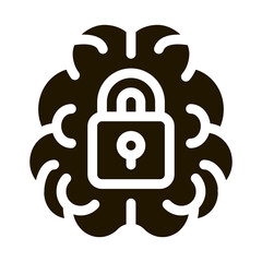 Brain And Locked Padlock glyph icon vector. Brain And Locked Padlock Sign. isolated symbol illustration