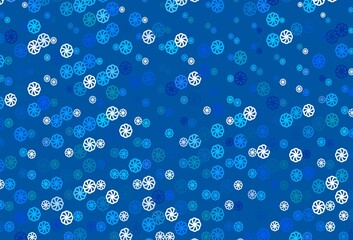 Light BLUE vector template with ice snowflakes.