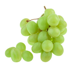 Bunch of Green Seedless Grape isolated on white background.
