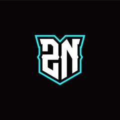 Z N initial letter design with modern shield style
