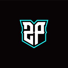 Z P initial letter design with modern shield style
