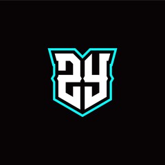 Z Y initial letter design with modern shield style