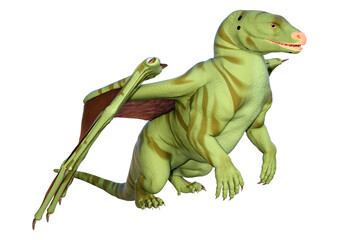 3D Rendering Fairy Tale Dragon on White