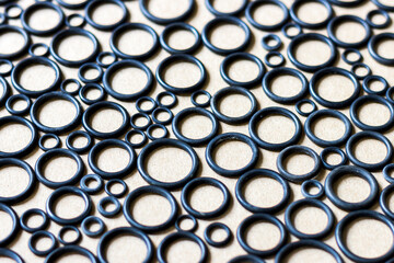 Rubber sealing rings, spare parts for various machine parts, mechanisms and pneumatics.