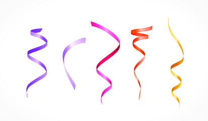 Isolated Colorful Serpentine Streamer Party Decoration Elements on White Background
