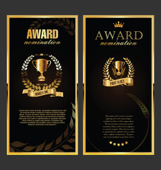 Award golden retro banner on black background 