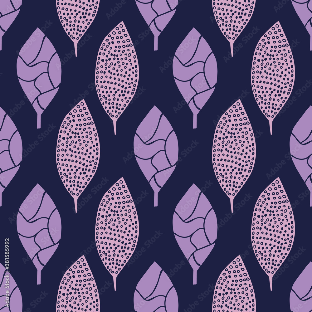 Poster colorful leafs with prints repeat pattern print background design