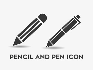 Pencil and pen icon school stationery tool.