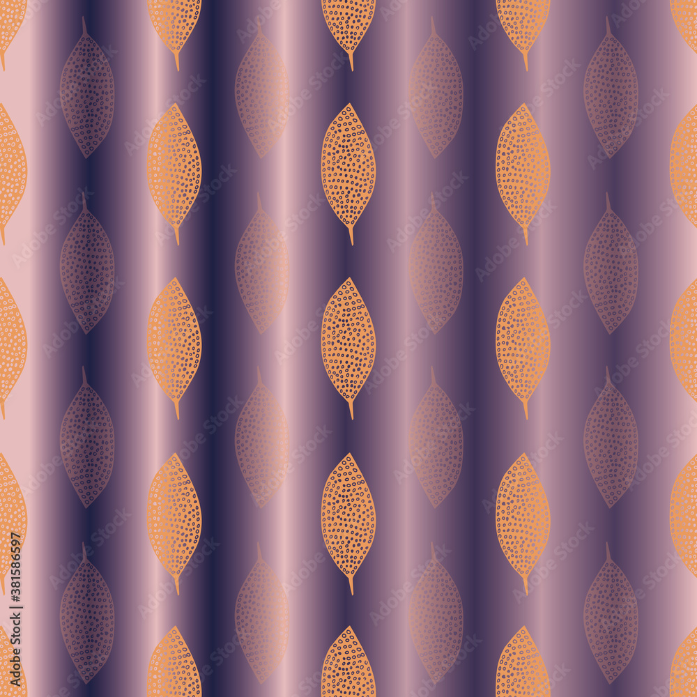 Poster colorful leafs with prints repeat pattern print background design