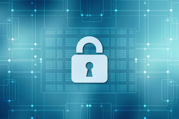 2d illustration Safety concept: Closed Padlock on digital background