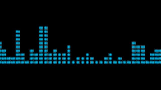 PNG Alpha.Glass Audio music Equalizer.3D looping HUD graphic.Abstract Technological template.SciFi tech template.Music,voice equalizer.Blue.