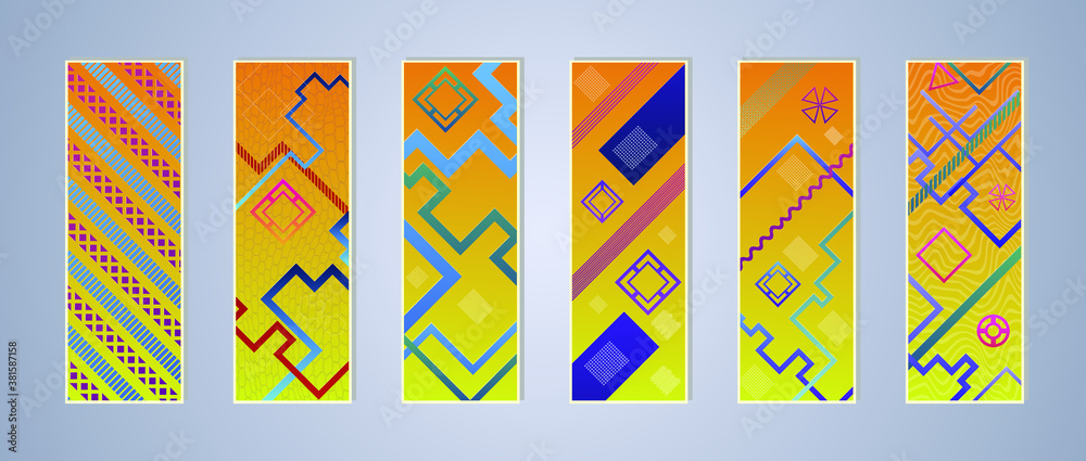 Poster set of modern abstract backgrounds with gradient linear waves. simply geometric template for design