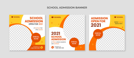 School admission social media post template. Suitable for junior and senior high school promotion banner