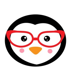 Cute cartoon animal with red glasses vector illustration