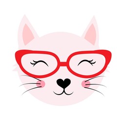 Cute cartoon animal with red glasses vector illustration