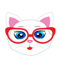 Cute cartoon animal with red glasses vector illustration