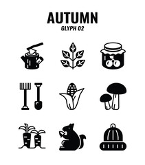Glyph icon set of autumn season concept. icons set2