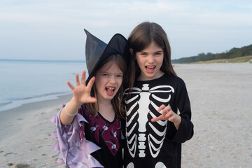 children in costumes celebrate halloween at sea