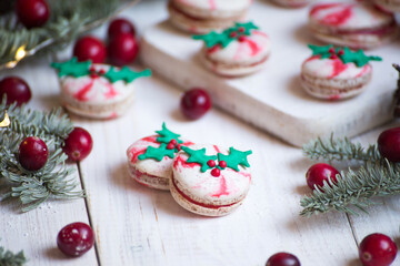 Christmas cranberry & candy cane macaroon cookies