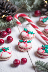 Christmas cranberry & candy cane macaroon cookies
