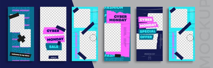 Cyber Monday Sale. Trendy editable Stories template. Design  for social media. 