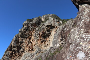 looking up to the summit of the mountain