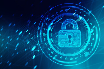 2d illustration Safety concept: Closed Padlock on digital background