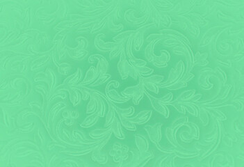 Fototapeta na wymiar Green background with floral fantasy design