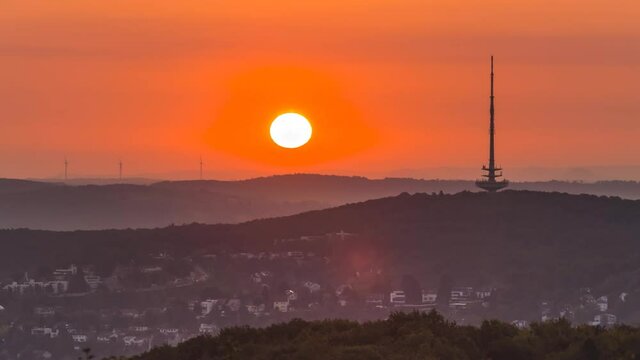 Stuttgart sunrise cityscape tv tower germany city awekening time lpase video.
