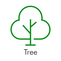 Icono lineal árbol abstracto con ramas en color verde