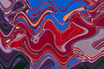 Abstract acrylic paint diffusion. Violet red blue paint waves. Liquid paint surface psychedelic background