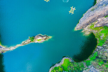 Aerial view of sea waves and fantastic coast.