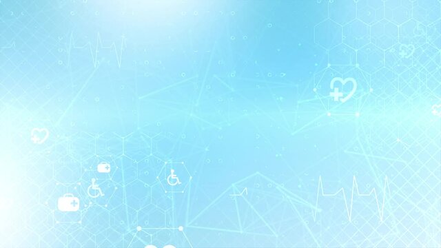 Abstract medical Presentation background with flat icons symbols. Template design and idea for healthcare technology, innovation health, science and research. Infographic. biology, chemistry, science.