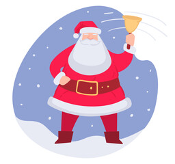 Santa Claus ringing bell, Christmas holidays xmas