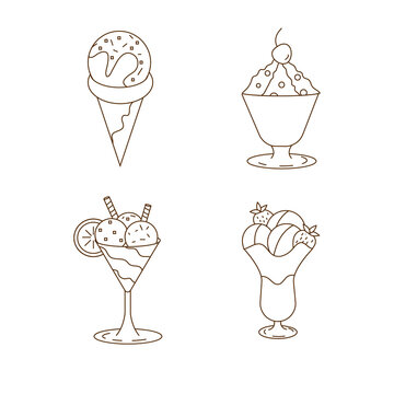 Ice Cream Outline Icons 