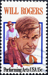 Will Rogers on american postage stamp
